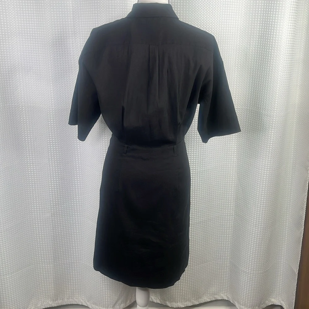 Theory Linen Blend Dress Short Sleeve Stretch Summer Sz 4